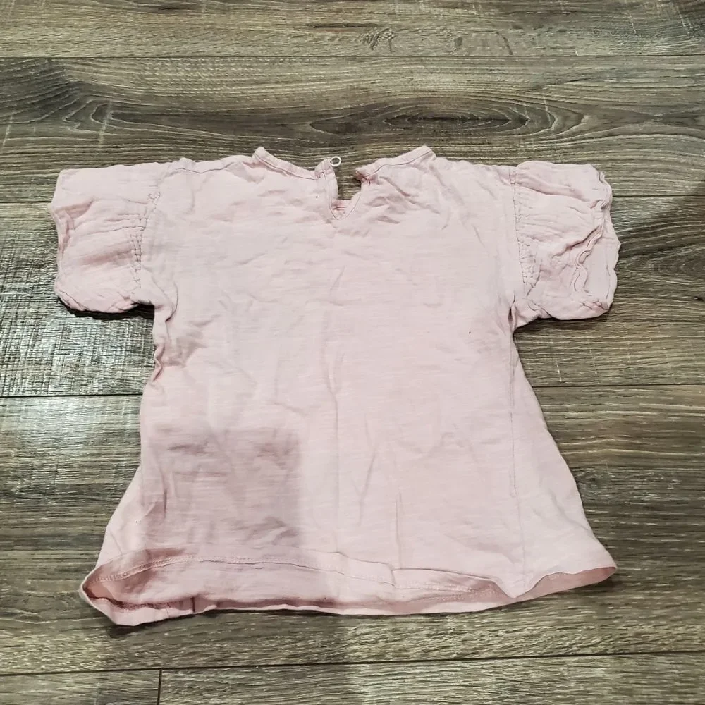 Girls Short Sleeve Tee Set Size 5T Pink and White Striped Tee 2 Pieces